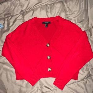 Red forever 21 cardigan sweater